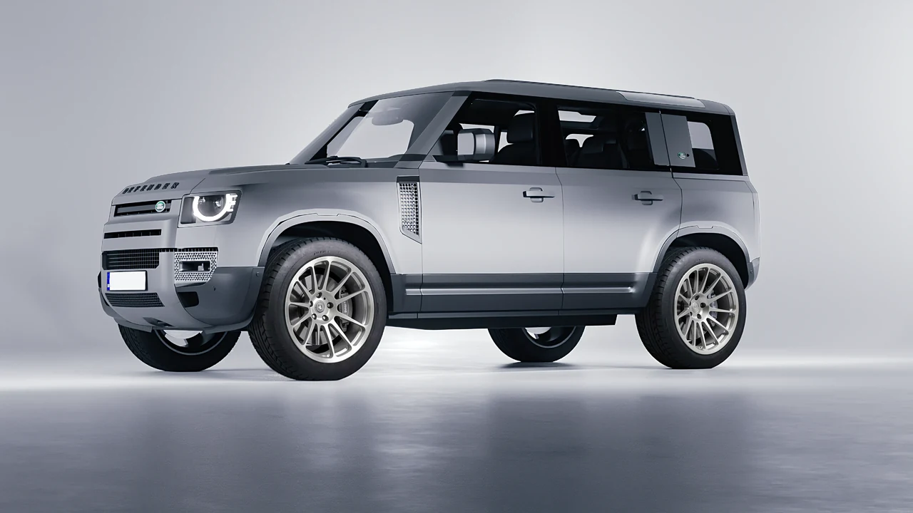 Land Rover Defender 110 2020 on HRE Performance Wheels 303M forged wheels, front three-quarter view
