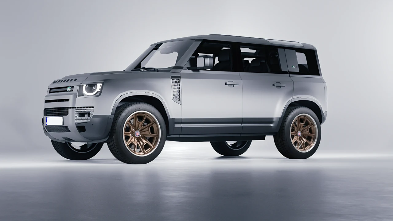Land Rover Defender 110 2020 on HRE Performance Wheels 427 forged wheels, front three-quarter view