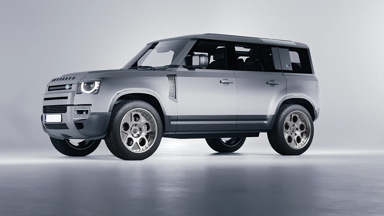 Land Rover Defender 110 2020 on HRE Performance Wheels 454 forged wheels, front three-quarter view