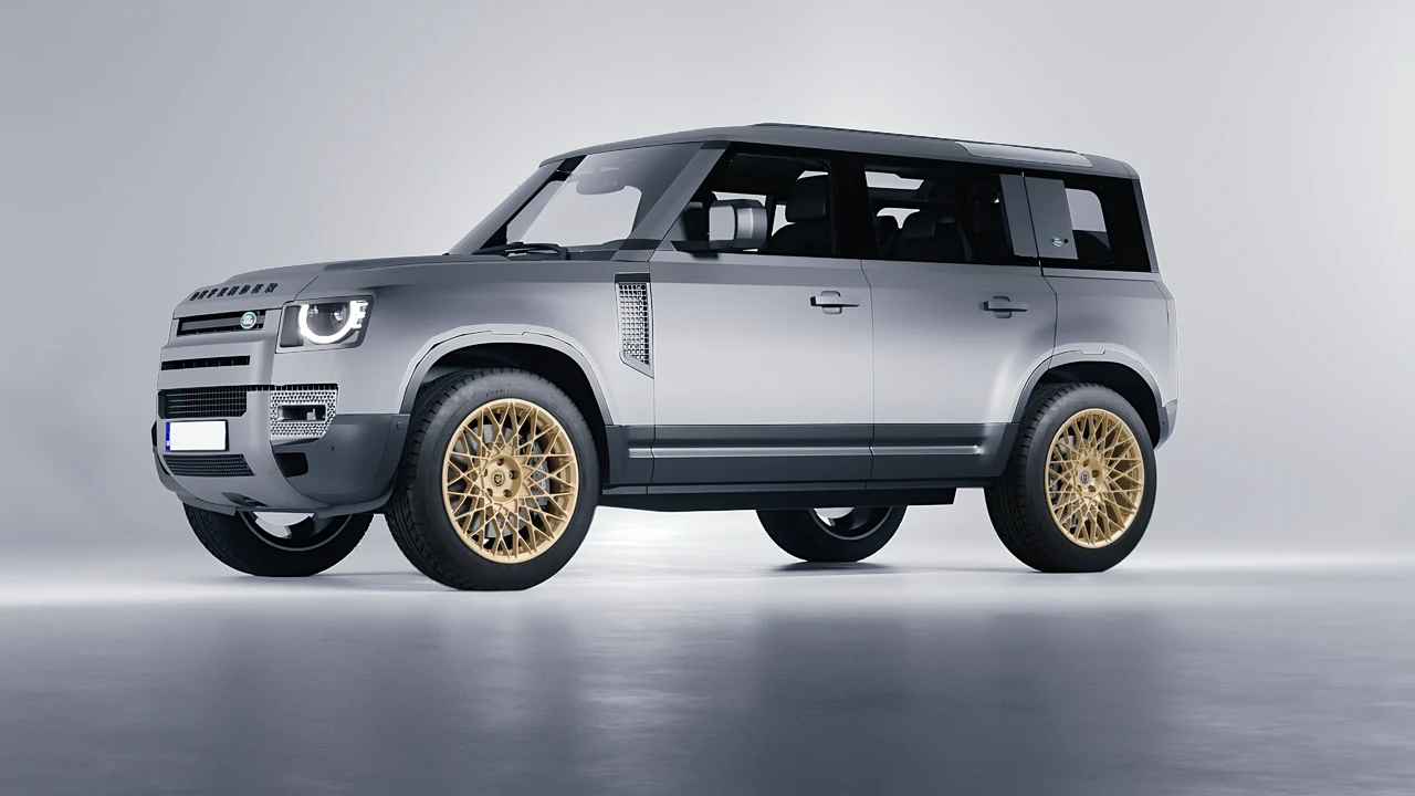 Land Rover Defender 110 2020 on HRE Performance Wheels 501M forged wheels, front three-quarter view