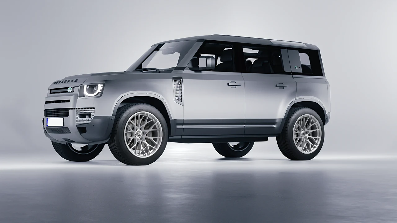 Land Rover Defender 110 2020 on HRE Performance Wheels 520M forged wheels, front three-quarter view