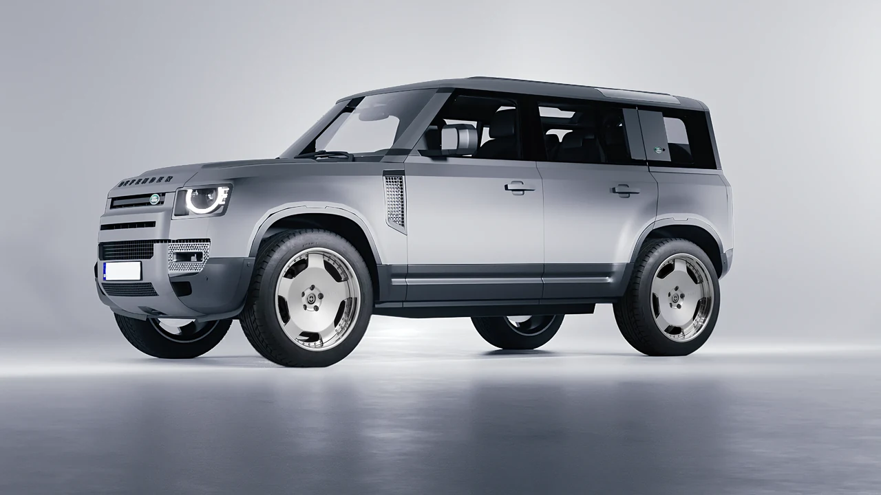 Land Rover Defender 110 2020 on HRE Performance Wheels 544C forged wheels, front three-quarter view