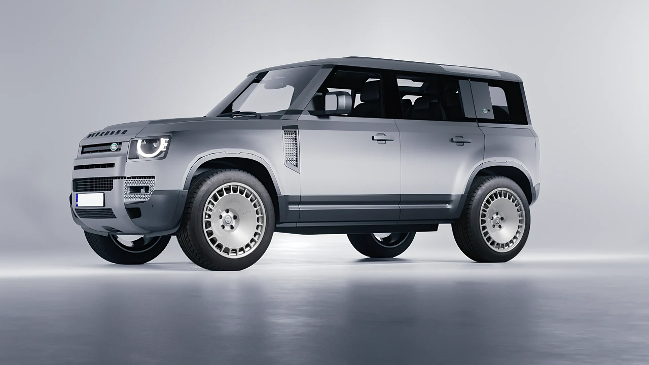 Land Rover Defender 110 2020 on HRE Performance Wheels 935M forged wheels, front three-quarter view