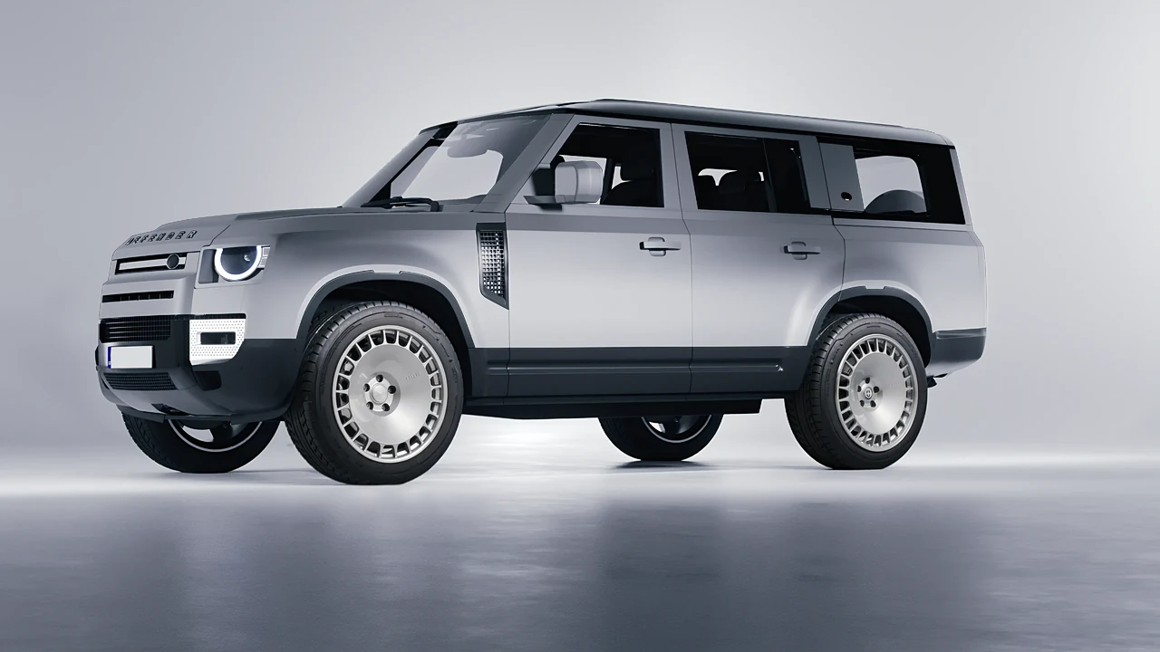 Land Rover Defender 130 2023 on HRE Performance Wheels 935M forged wheels, front three-quarter view