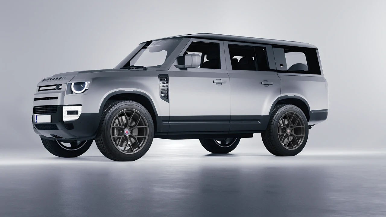 Land Rover Defender 130 2023 on HRE Performance Wheels R161-Lightweight forged wheels, front three-quarter view