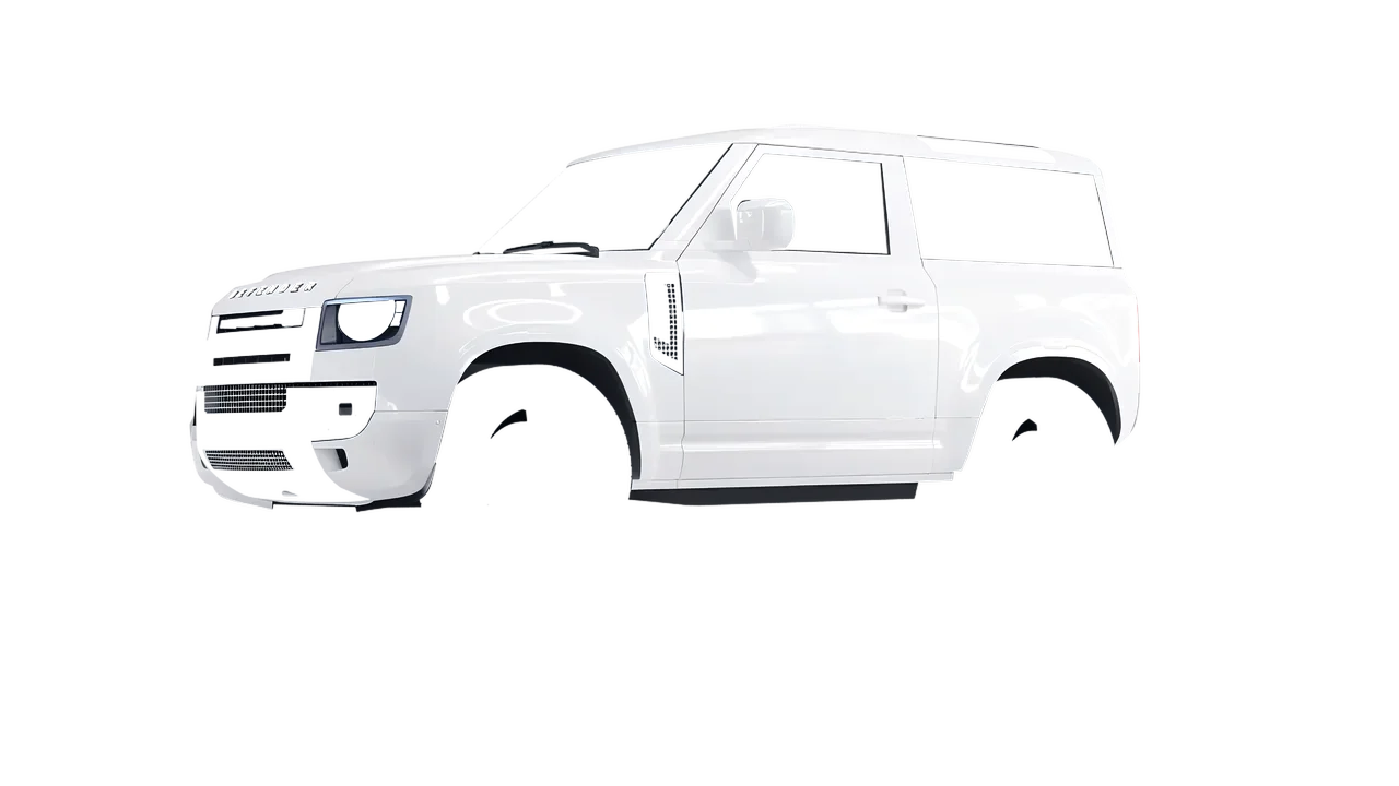 Land Rover Defender 90 V8 2022 wrapped in Gloss White (3M G10), front three-quarter view