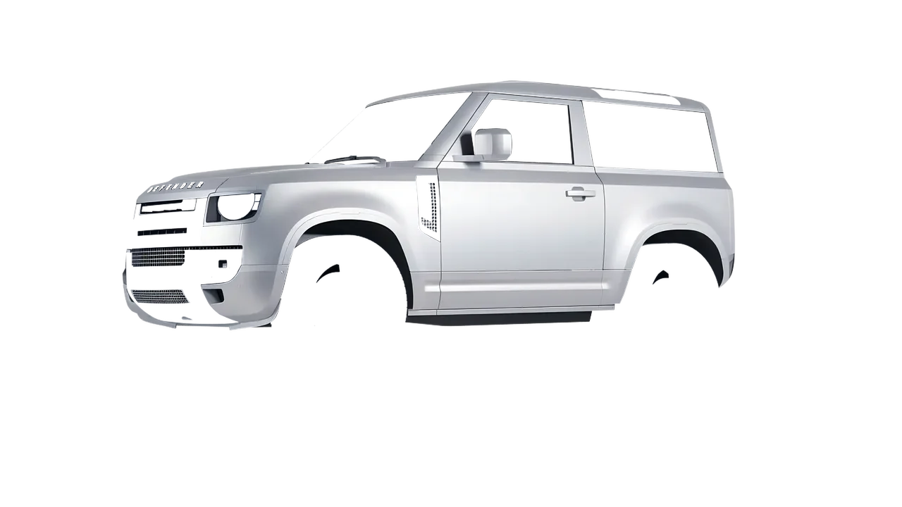 Land Rover Defender 90 V8 2022 wrapped in Matte Silver (3M M21), front three-quarter view