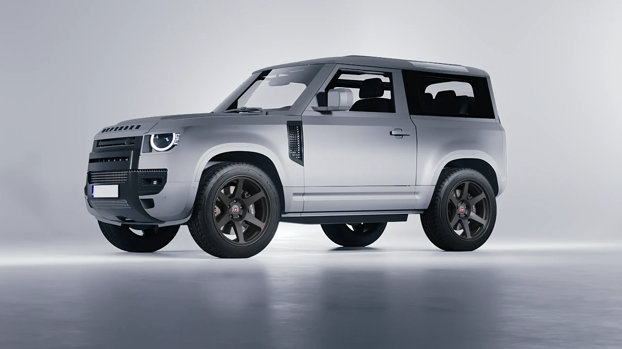 Land Rover Defender 90 V8 2022 on HRE Performance Wheels 306-GT forged wheels, front three-quarter view