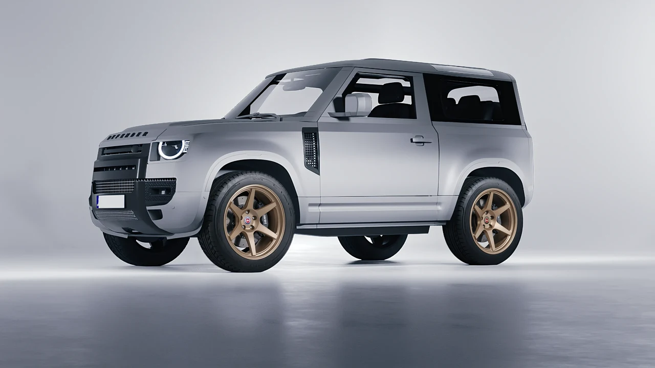Land Rover Defender 90 V8 2022 on HRE Performance Wheels 306-GTS forged wheels, front three-quarter view