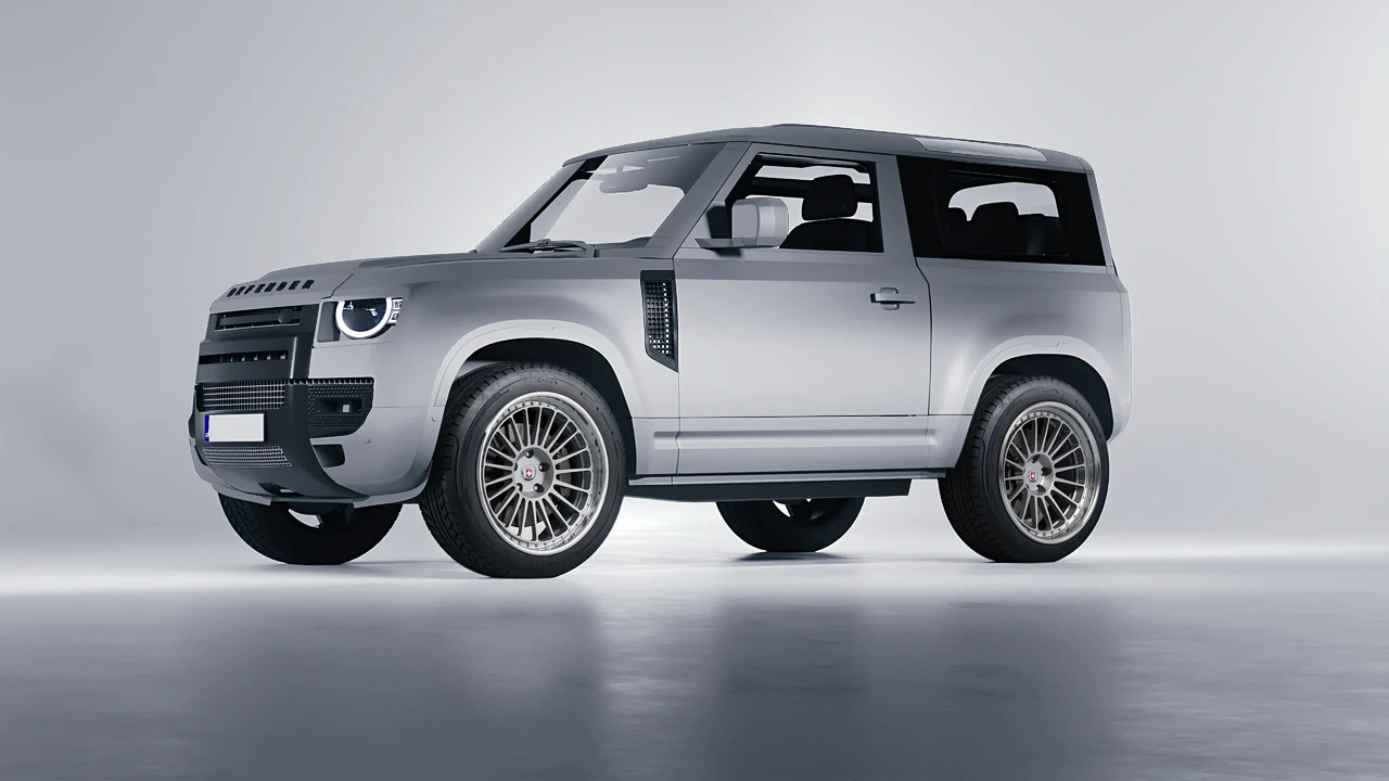 Land Rover Defender 90 V8 2022 on HRE Performance Wheels 309 forged wheels, front three-quarter view