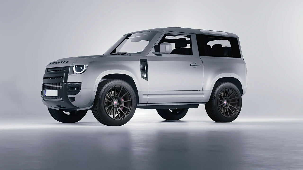 Land Rover Defender 90 V8 2022 on HRE Performance Wheels 313-GT forged wheels, front three-quarter view