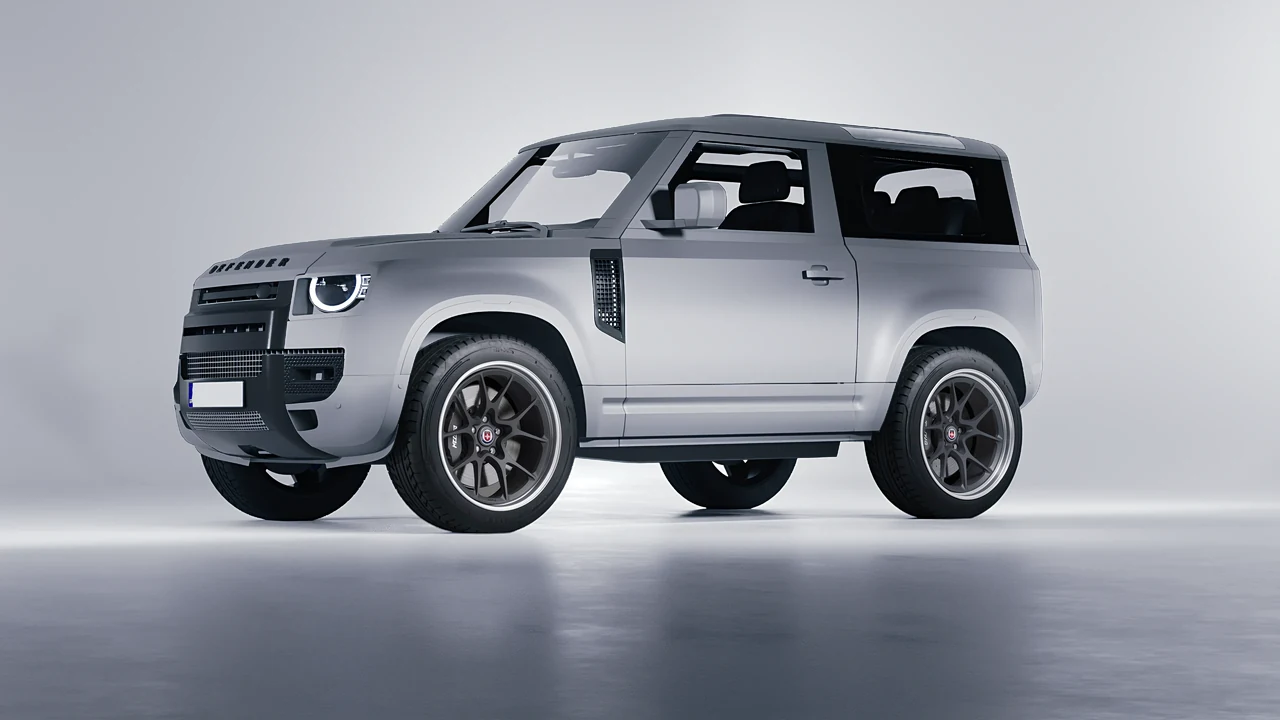 Land Rover Defender 90 V8 2022 on HRE Performance Wheels 521 forged wheels, front three-quarter view