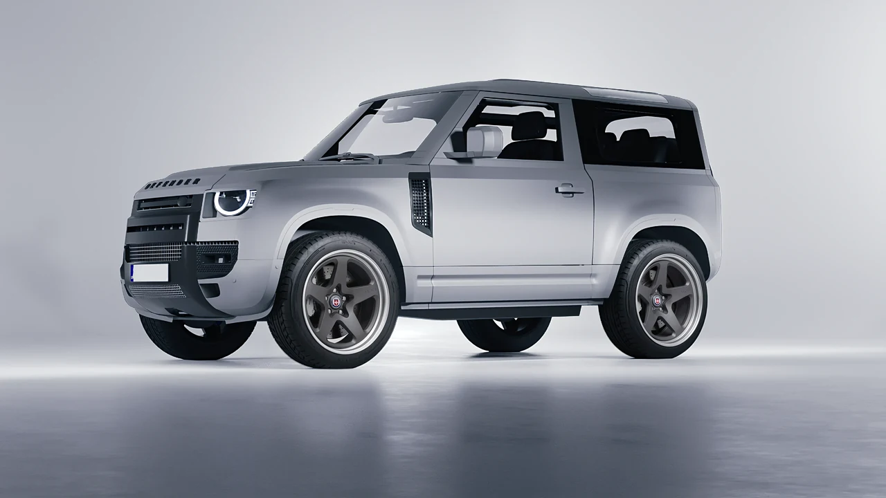Land Rover Defender 90 V8 2022 on HRE Performance Wheels 527 forged wheels, front three-quarter view