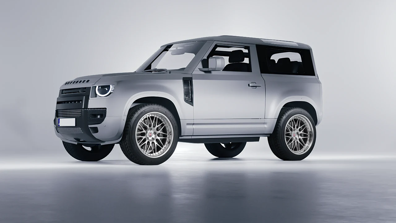 Land Rover Defender 90 V8 2022 on HRE Performance Wheels 540C forged wheels, front three-quarter view