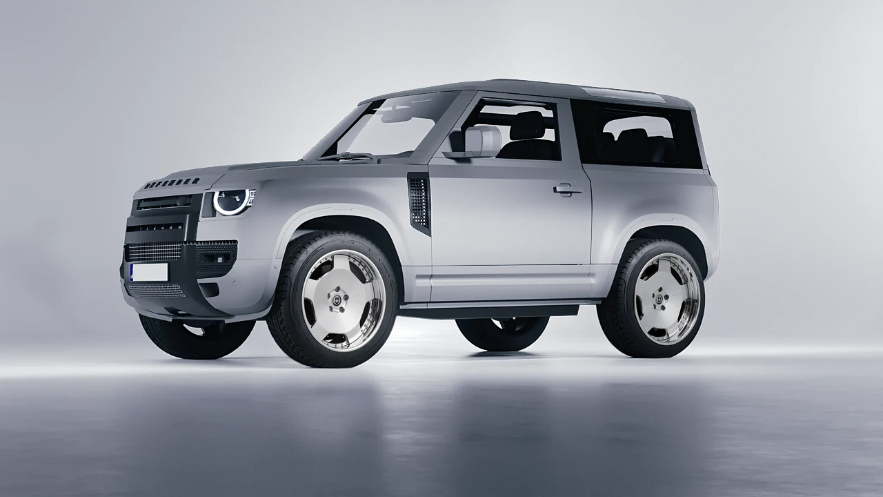 Land Rover Defender 90 V8 2022 on HRE Performance Wheels 544C forged wheels, front three-quarter view