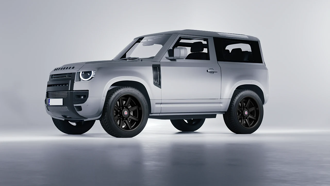 Land Rover Defender 90 V8 2022 on HRE Performance Wheels HD188H forged wheels, front three-quarter view