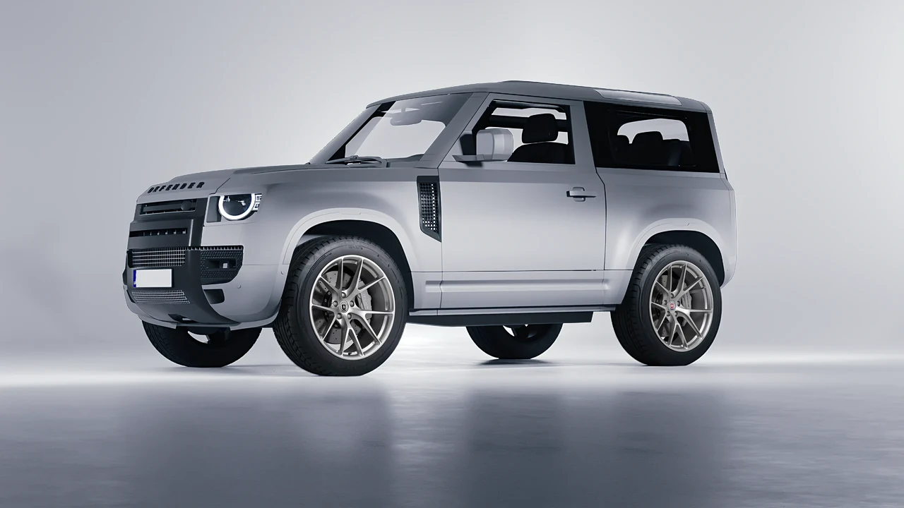 Land Rover Defender 90 V8 2022 on HRE Performance Wheels P101 forged wheels, front three-quarter view