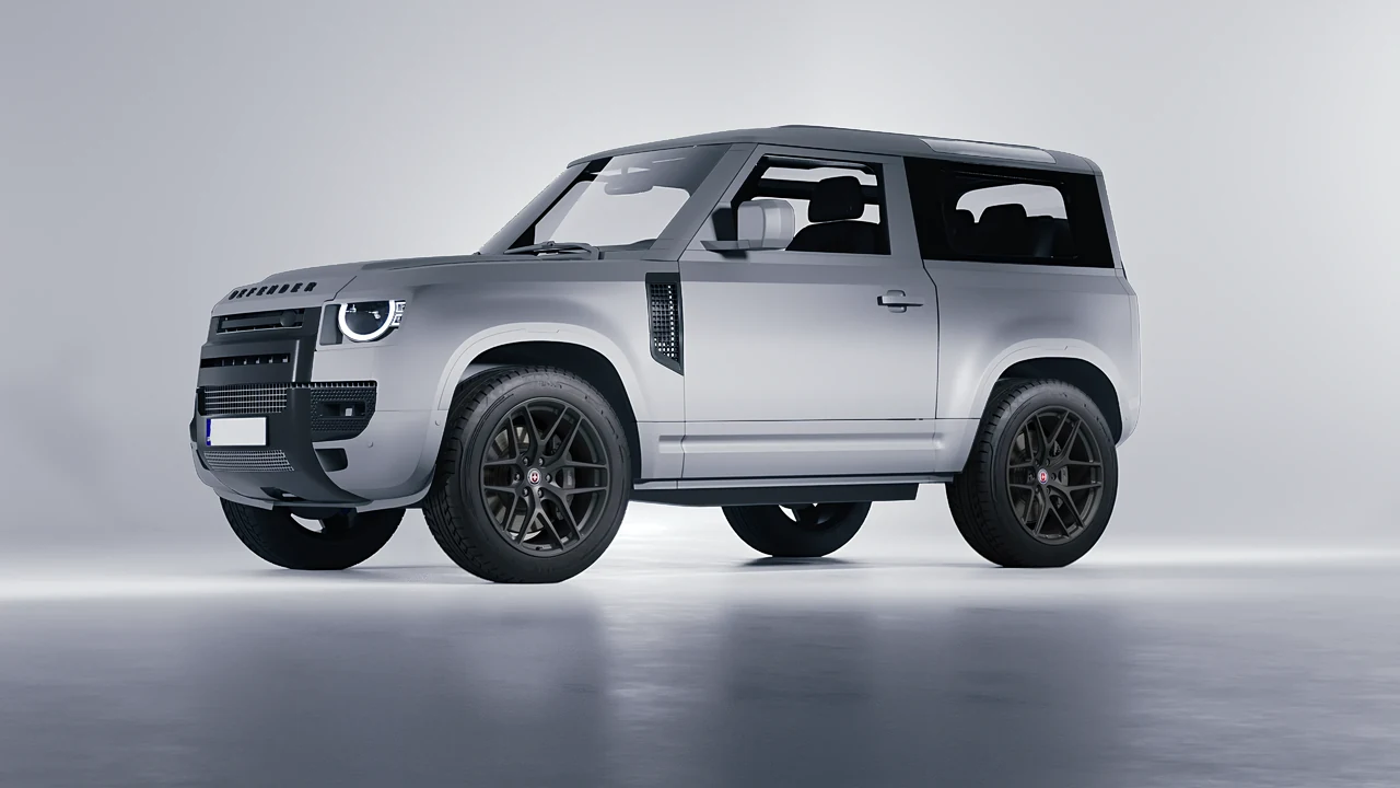 Land Rover Defender 90 V8 2022 on HRE Performance Wheels P161 forged wheels, front three-quarter view