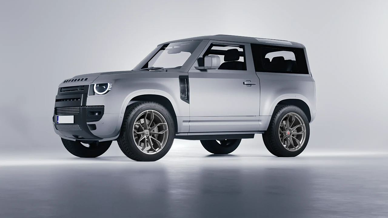Land Rover Defender 90 V8 2022 on HRE Performance Wheels P201 forged wheels, front three-quarter view