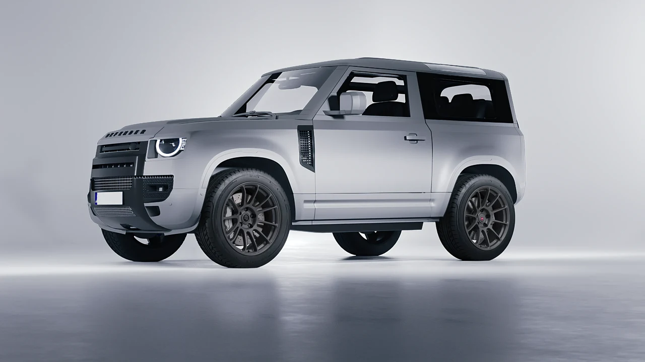 Land Rover Defender 90 V8 2022 on HRE Performance Wheels RC103 forged wheels, front three-quarter view