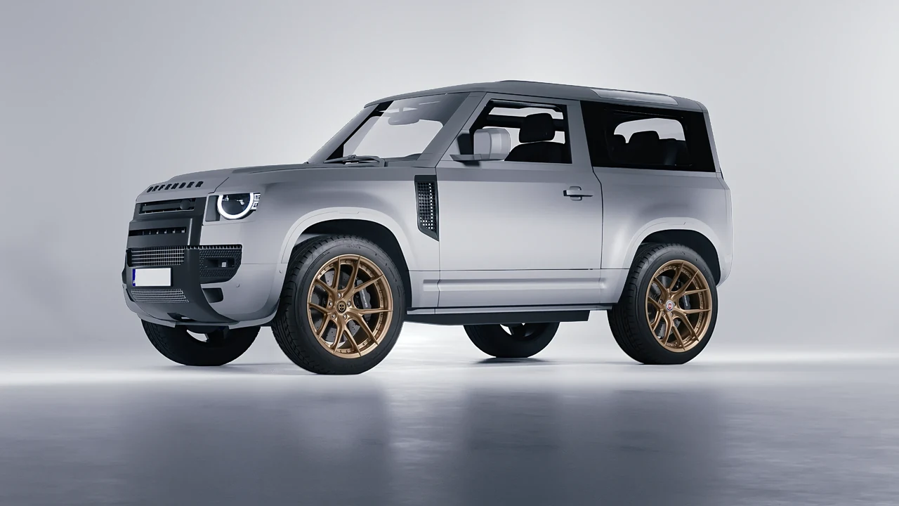 Land Rover Defender 90 V8 2022 on HRE Performance Wheels S101SC forged wheels, front three-quarter view