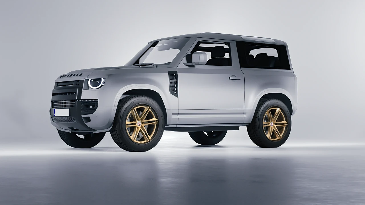 Land Rover Defender 90 V8 2022 on HRE Performance Wheels S267H forged wheels, front three-quarter view