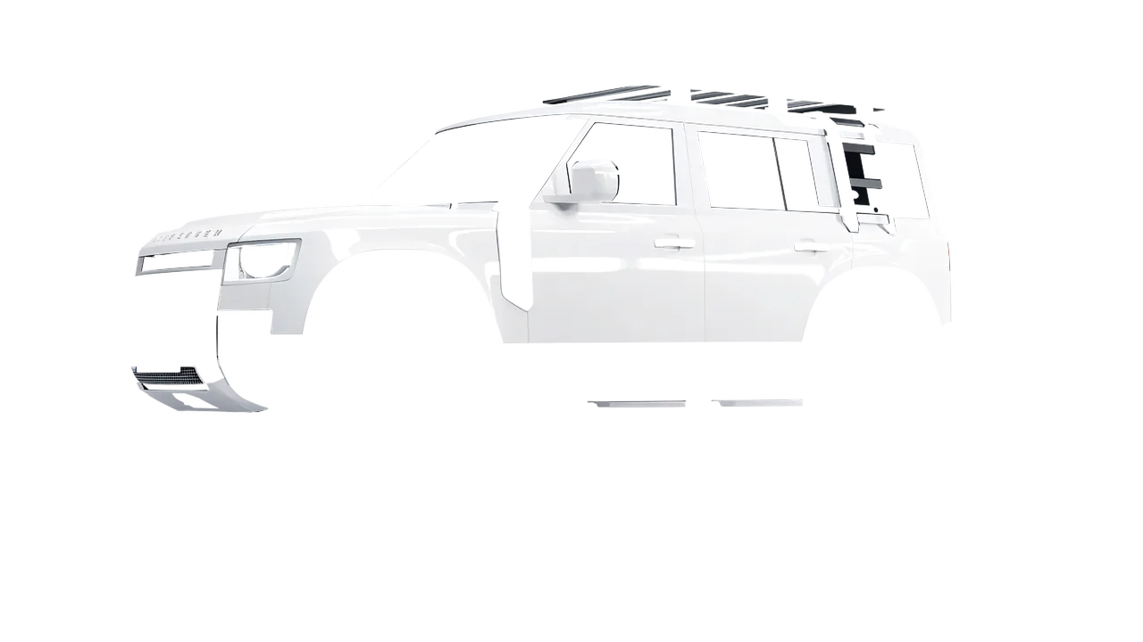 Land Rover Defender Explorer Pack 2021 wrapped in Gloss White (3M G10), front three-quarter view
