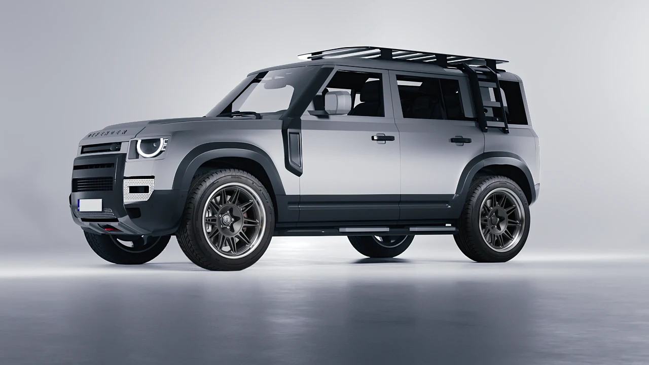 Land Rover Defender Explorer Pack 2021 on HRE Performance Wheels 528 forged wheels, front three-quarter view