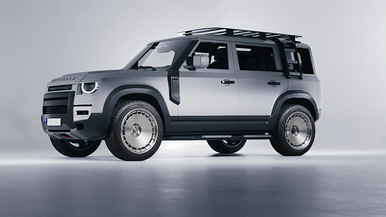 Land Rover Defender Explorer Pack 2021 on HRE Performance Wheels 935 forged wheels, front three-quarter view