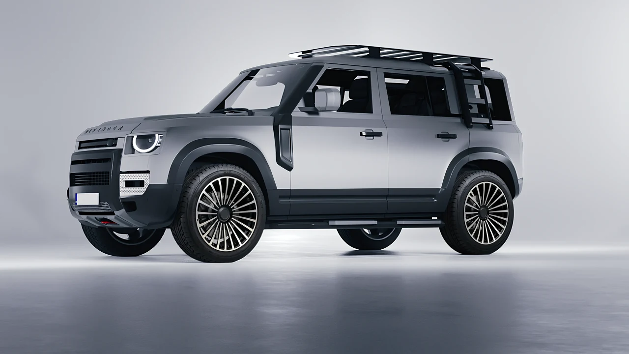 Land Rover Defender Explorer Pack 2021 on RDB LA Twenty Three forged wheels, front three-quarter view