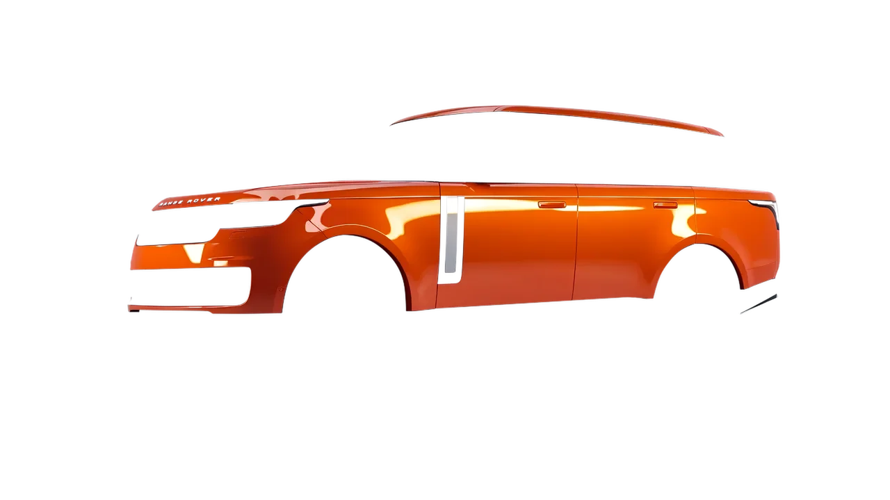 Land Rover Range Rover 2024 wrapped in Fiery Orange (3M G364), front three-quarter view