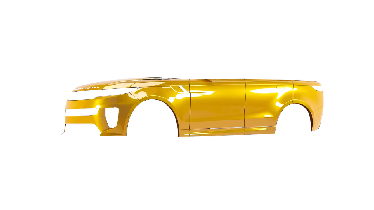 Land Rover Range Rover Sport SV 2024 wrapped in Golden Yellow Gloss (ORACAL 970RA-020G), front three-quarter view