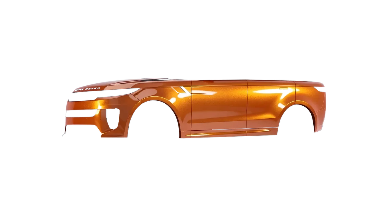 Land Rover Range Rover Sport SV 2024 wrapped in Mandarin Gloss (ORACAL 970RA-300G), front three-quarter view