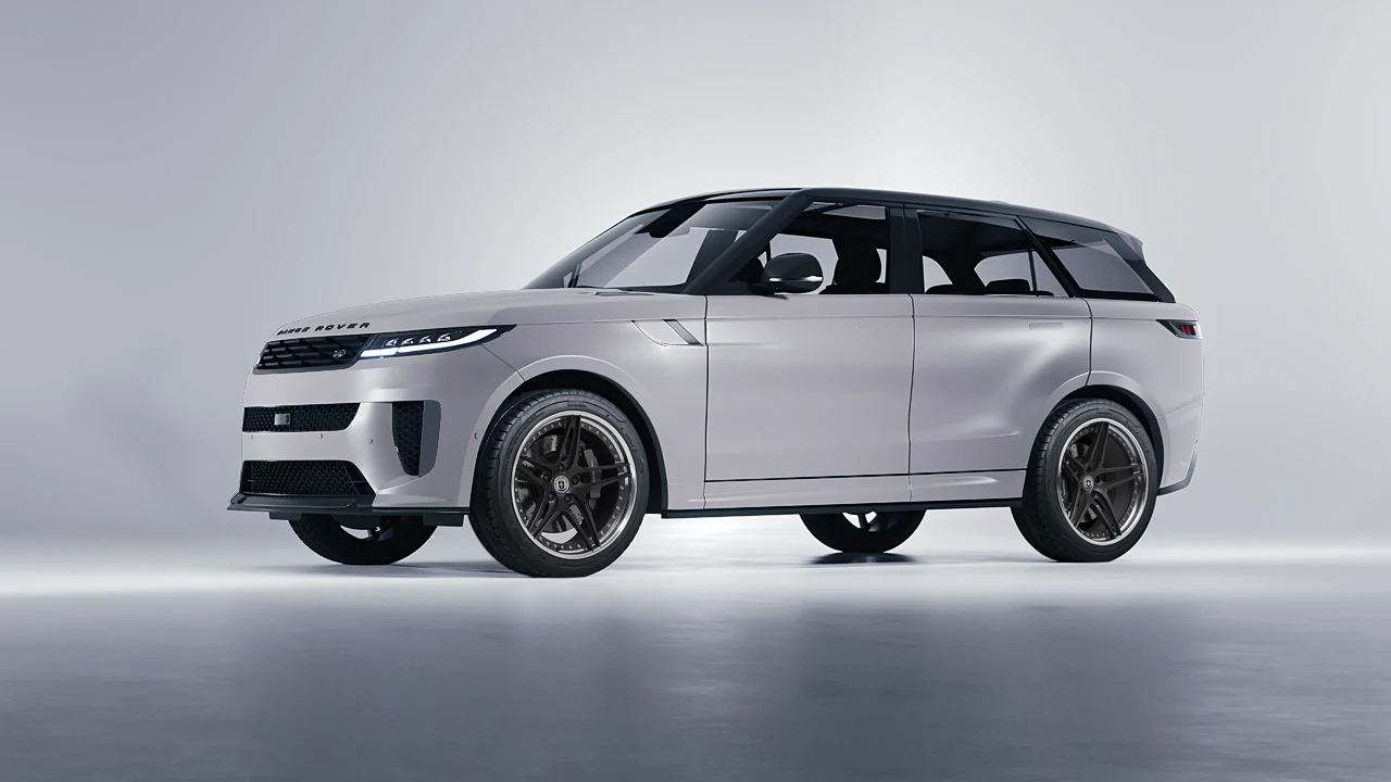 Land Rover Range Rover Sport SV 2024 on HRE Performance Wheels S107 forged wheels, front three-quarter view