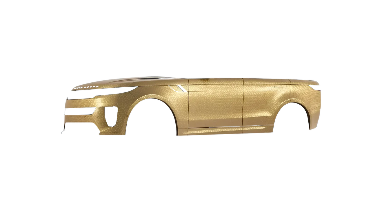 Land Rover Range Rover Sport SV 2024 wrapped in Gold Honeycomb (ORACAL 975-091HC), front three-quarter view