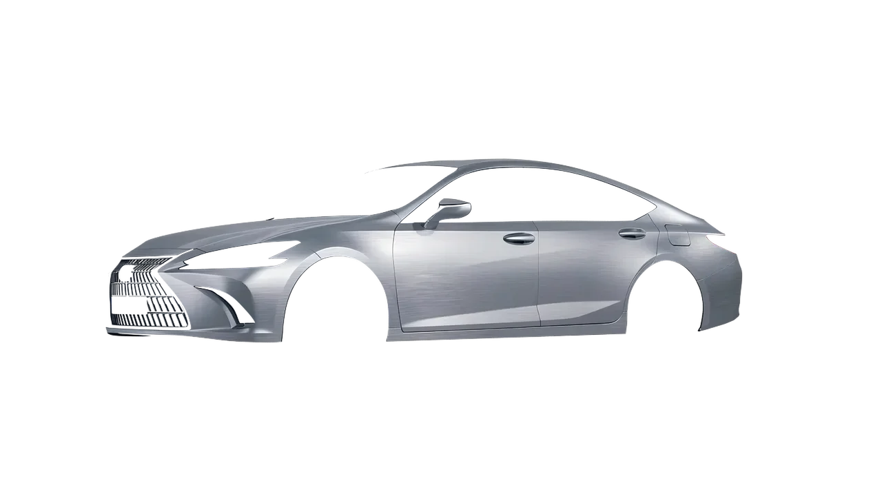 Lexus ES 2022 wrapped in Brushed Aluminum (Avery Dennison SW900-812-X), front three-quarter view