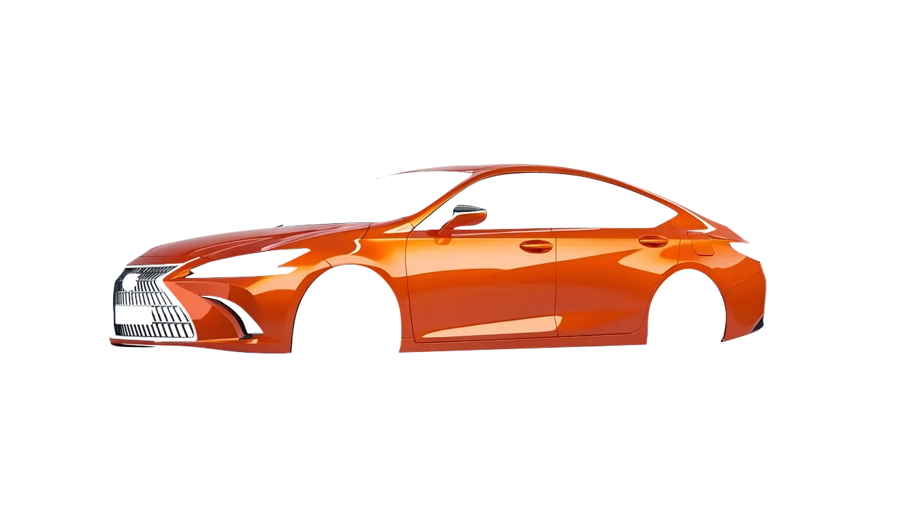 Lexus ES 2022 wrapped in Fiery Orange (3M G364), front three-quarter view