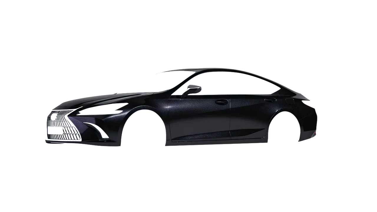 Lexus ES 2022 wrapped in Mystery Black (Avery Dennison SW900-184-M), front three-quarter view