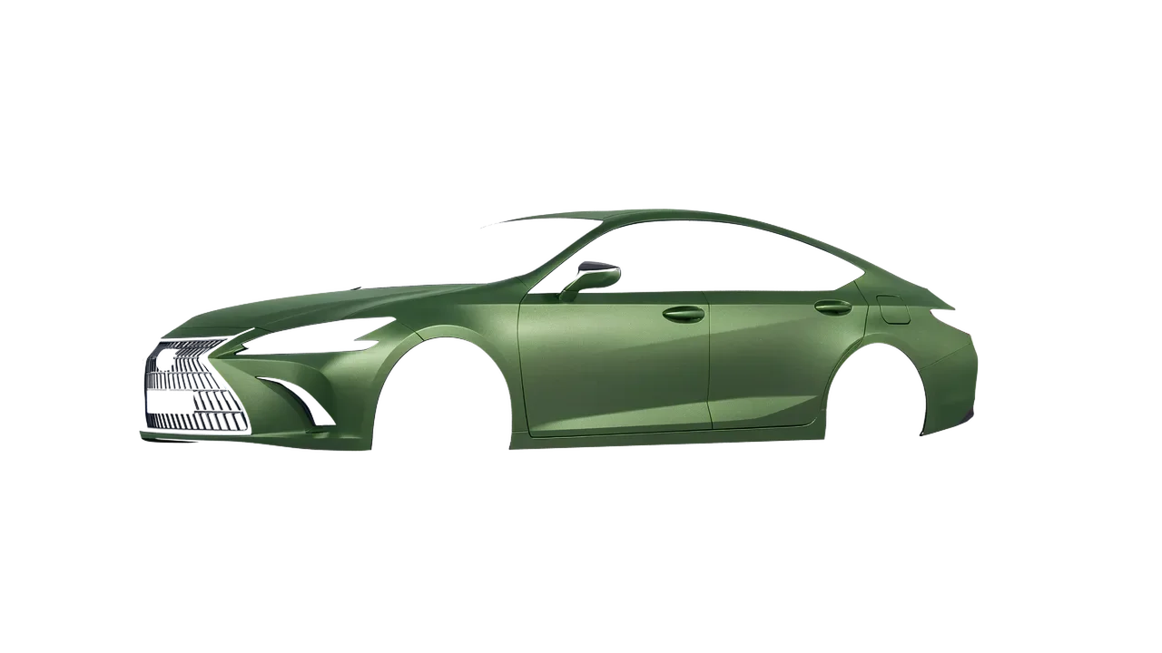 Lexus ES 2022 wrapped in Apple Green (Avery Dennison SW900-745-M), front three-quarter view