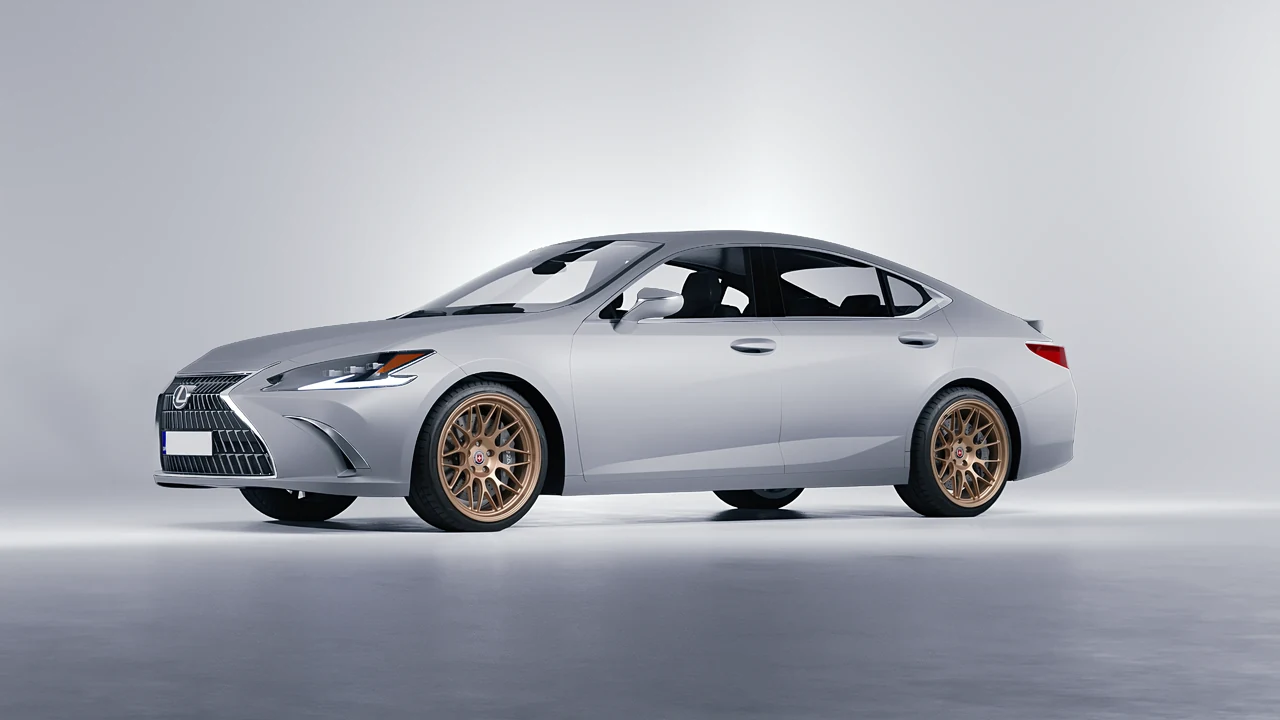 Lexus ES 2022 on HRE Performance Wheels 300-GTS forged wheels, front three-quarter view