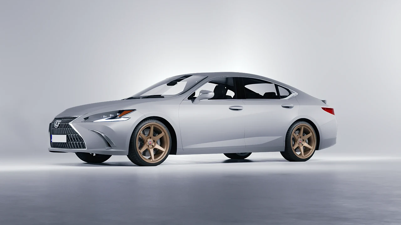 Lexus ES 2022 on HRE Performance Wheels 306-GTS forged wheels, front three-quarter view