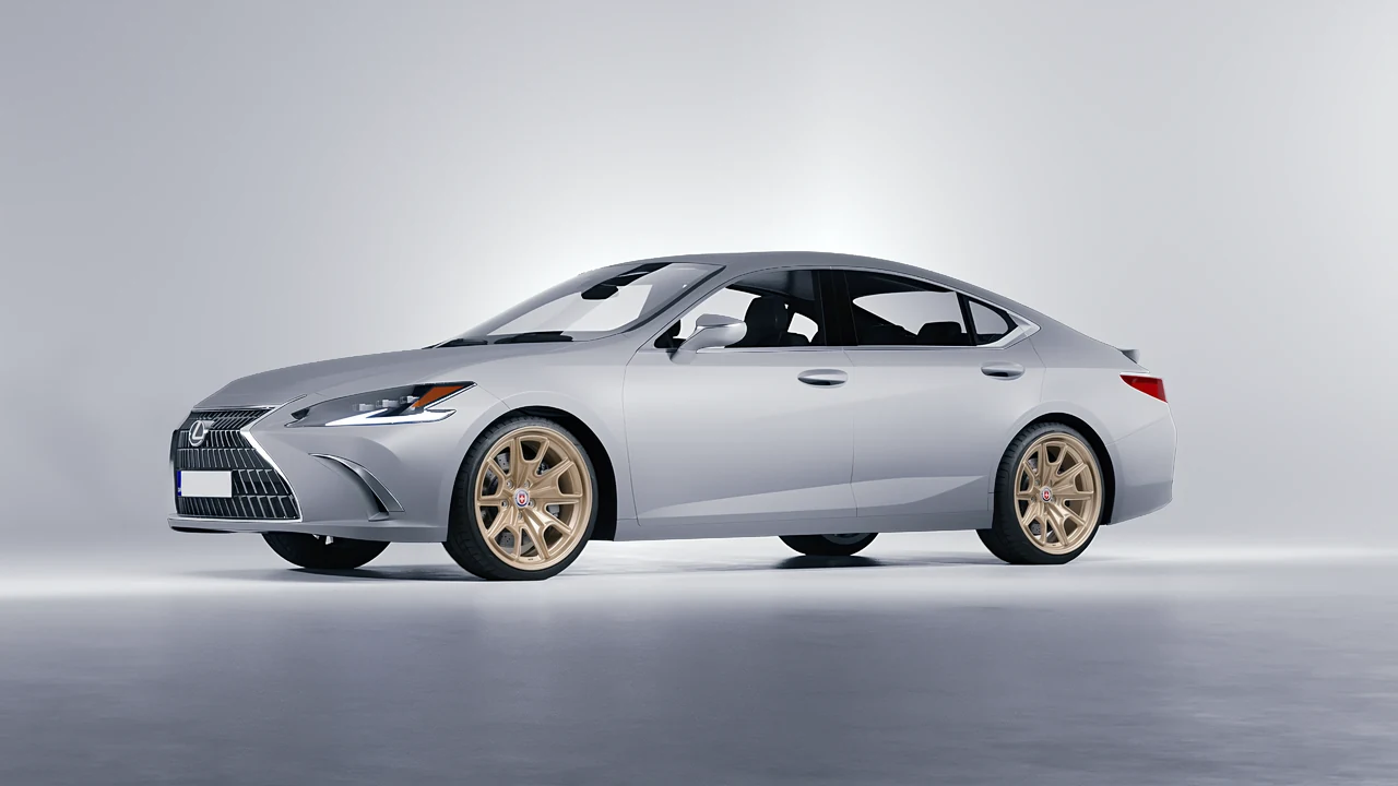 Lexus ES 2022 on HRE Performance Wheels 427M forged wheels, front three-quarter view