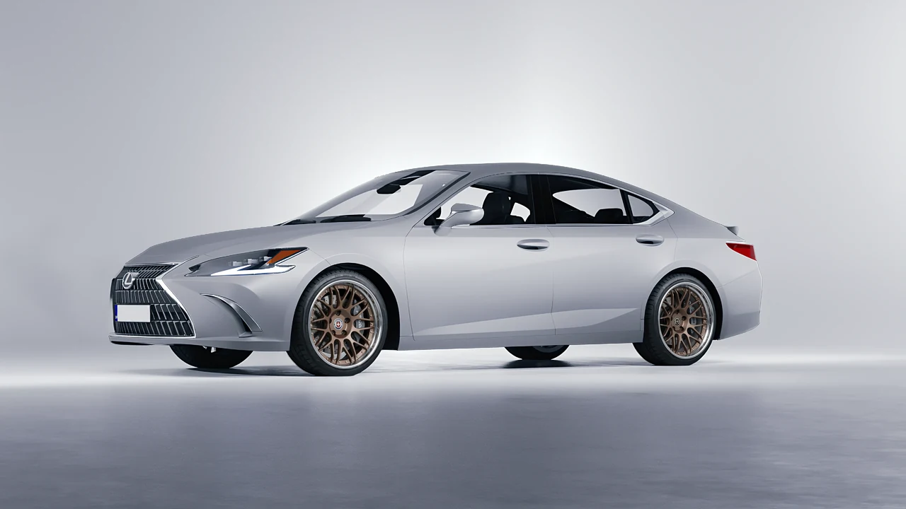 Lexus ES 2022 on HRE Performance Wheels C100 forged wheels, front three-quarter view