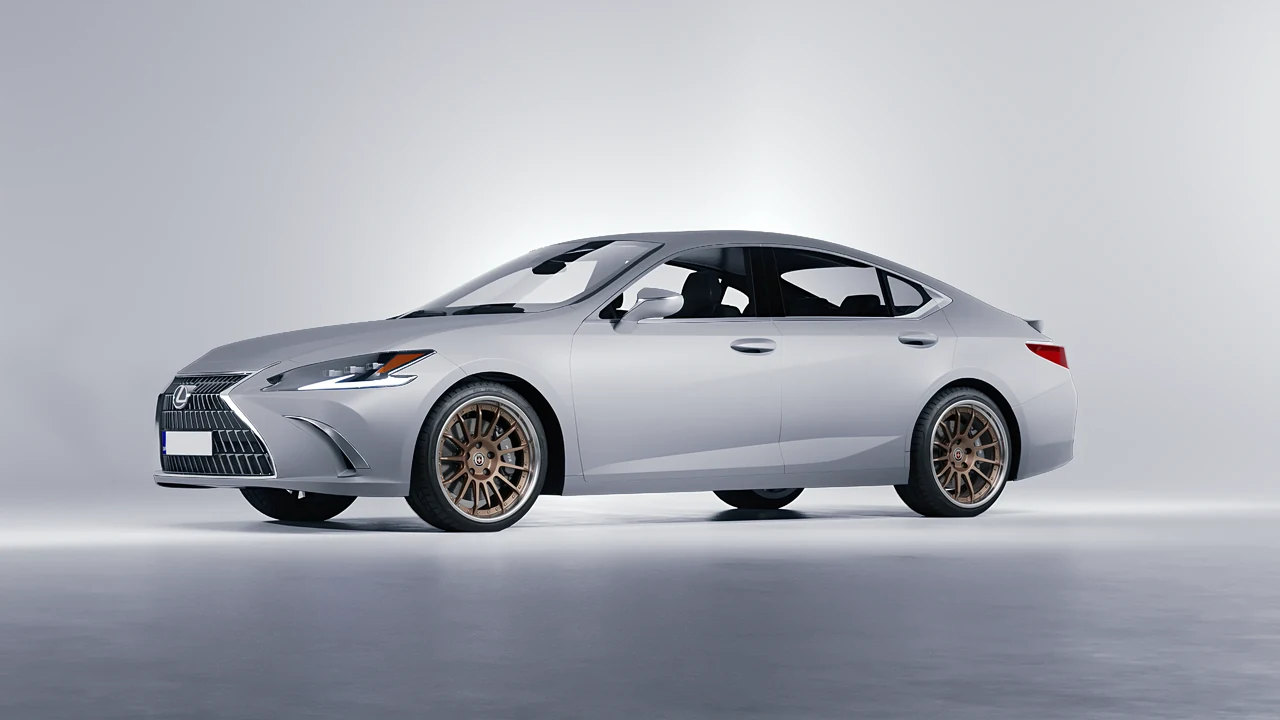 Lexus ES 2022 on HRE Performance Wheels C109 forged wheels, front three-quarter view