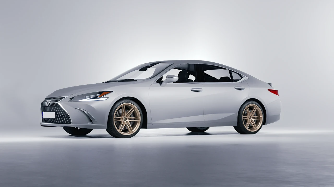 Lexus ES 2022 on HRE Performance Wheels P106 forged wheels, front three-quarter view