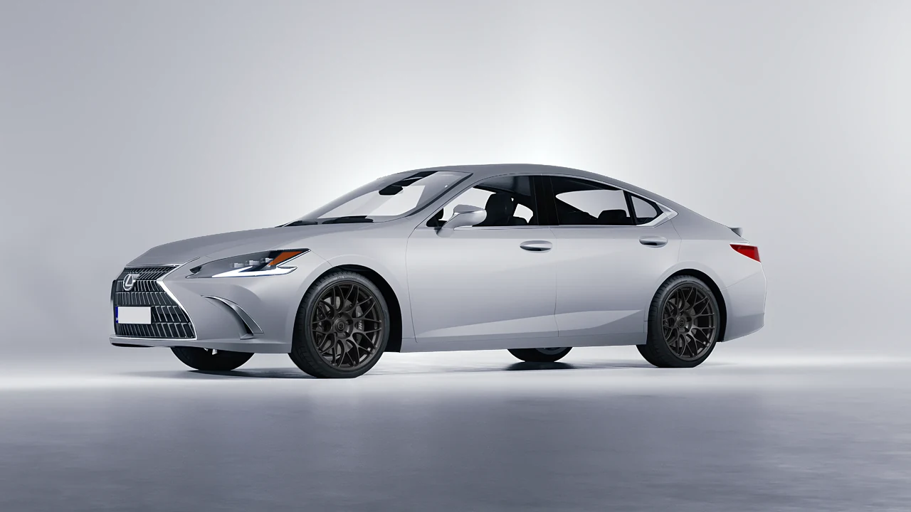 Lexus ES 2022 on HRE Performance Wheels RC100 forged wheels, front three-quarter view