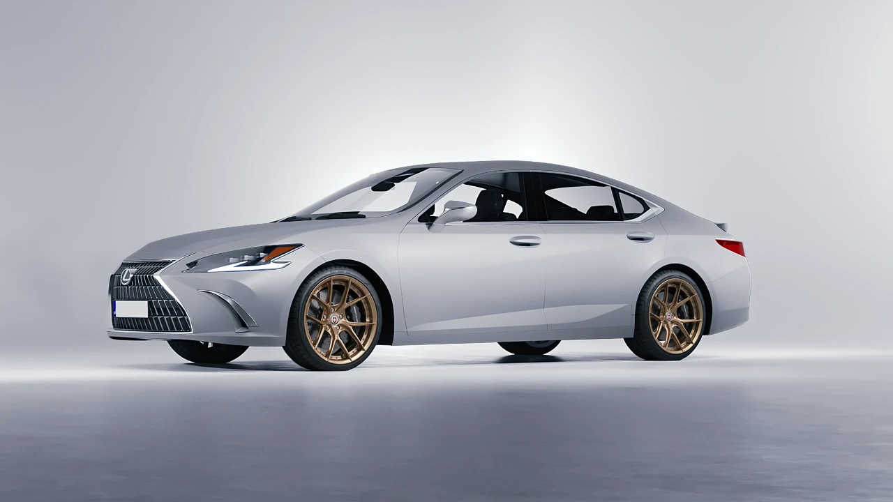 Lexus ES 2022 on HRE Performance Wheels S101SC forged wheels, front three-quarter view