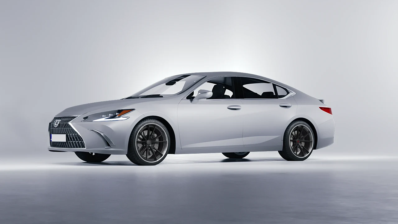 Lexus ES 2022 on HRE Performance Wheels S104 forged wheels, front three-quarter view