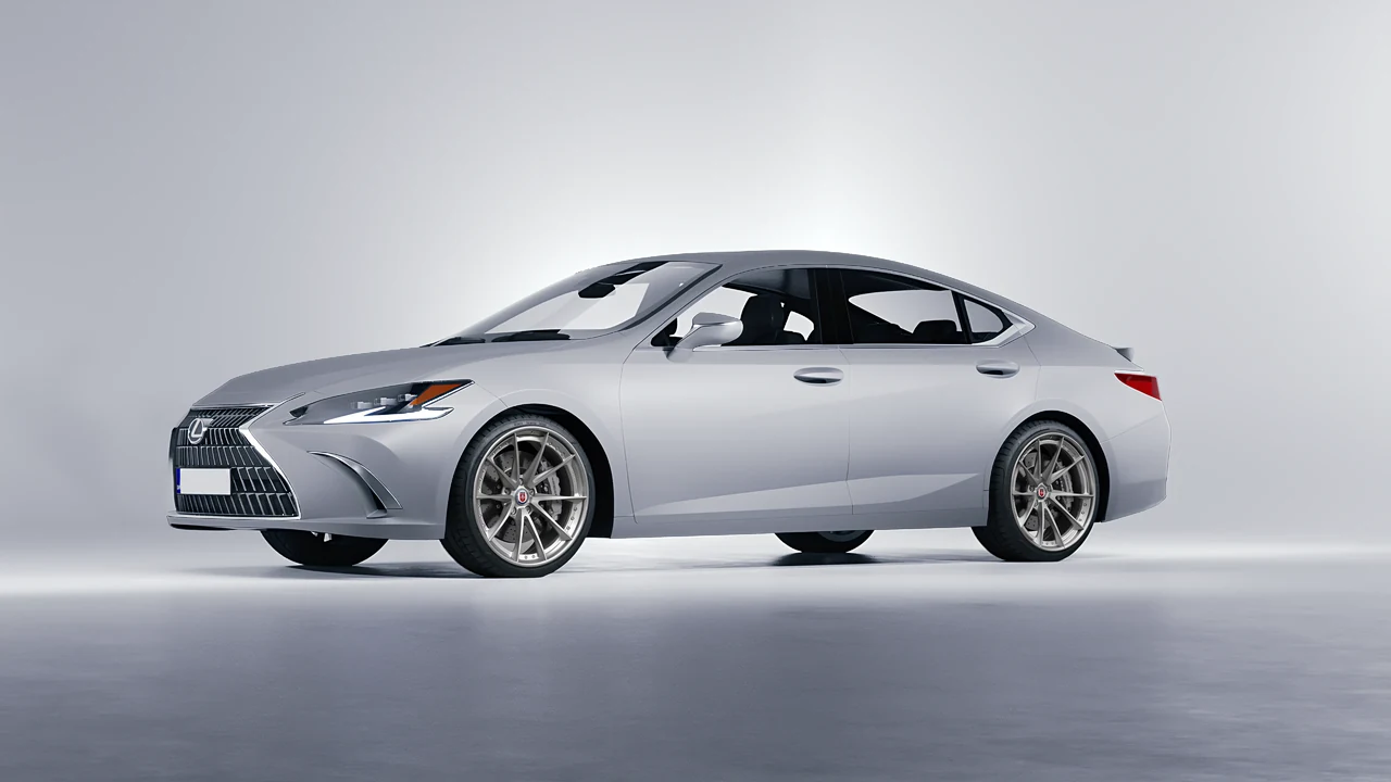 Lexus ES 2022 on HRE Performance Wheels S204 forged wheels, front three-quarter view