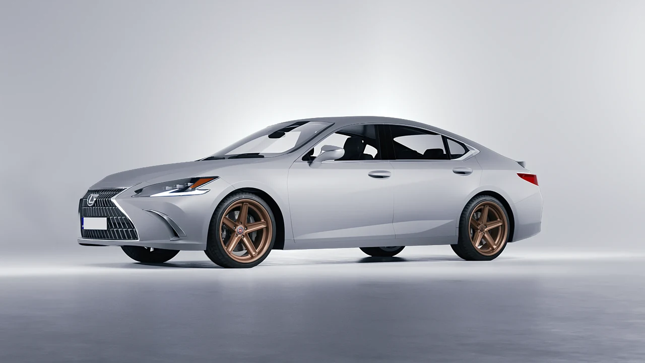 Lexus ES 2022 on HRE Performance Wheels Tusk forged wheels, front three-quarter view